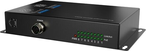 M12 Industrial Ethernet PoE Switch, 8-Port Gigabit M12 X-Coded Unmanaged Network Switch, Dual Power Input V1/V2 12–57V DC, IEEE 802.3af/at PoE, Rail & Vehicle Applications in Saudi Arabia