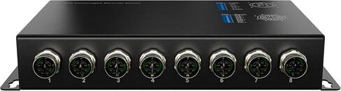 M12 Industrial Ethernet PoE Switch, 8-Port Gigabit M12 X-Coded Unmanaged Network Switch, Dual Power Input V1/V2 12–57V DC, IEEE 802.3af/at PoE, Rail & Vehicle Applications in Saudi Arabia