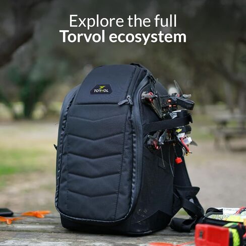 حقيبة ظهر Torvol Quad PITSTOP Stealth Edition، حقيبة ظهر مدمجة FPV بدون طيار لطائرتين بدون طيار، تناسب DJI Mini 3، Mini 4 Pro، DJI Neo، مع حجرة للكمبيوتر المحمول، غطاء مطر مقاوم للماء، أسود، 26 لتر in Kuwait