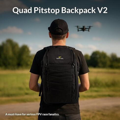 حقيبة ظهر Torvol Quad PITSTOP Stealth Edition، حقيبة ظهر مدمجة FPV بدون طيار لطائرتين بدون طيار، تناسب DJI Mini 3، Mini 4 Pro، DJI Neo، مع حجرة للكمبيوتر المحمول، غطاء مطر مقاوم للماء، أسود، 26 لتر in Kuwait