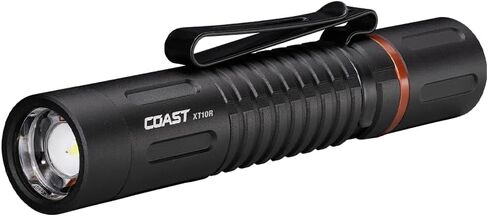 COAST XT10R 280 Lumen USB-C مصباح جيب/قلم قابل لإعادة الشحن مع تركيز ملتوي ومشبك ثنائي الاتجاه، 3 أغطية للعض متضمنة، حجم الجيب لـ EDC، العمل والطوارئ، أسود in Kuwait