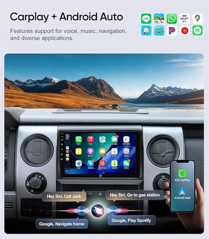 راديو ستيريو للسيارة مقاس 9 بوصة لسيارة Ford F150 2009-2012، استبدال ترقية ستيريو Ford 13 مع CarPlay، Android Auto، 4+64G، نظام تحديد المواقع العالمي (GPS)، واي فاي، بلوتوث، FM، AM، SWC، كاميرا احتياطية 1080P in Saudi Arabia