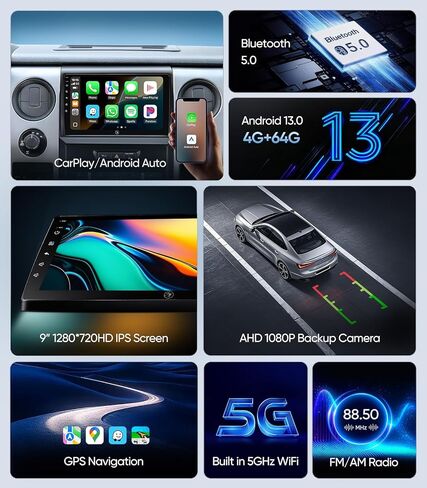 راديو ستيريو للسيارة مقاس 9 بوصة لسيارة Ford F150 2009-2012، استبدال ترقية ستيريو Ford 13 مع CarPlay، Android Auto، 4+64G، نظام تحديد المواقع العالمي (GPS)، واي فاي، بلوتوث، FM، AM، SWC، كاميرا احتياطية 1080P in Saudi Arabia
