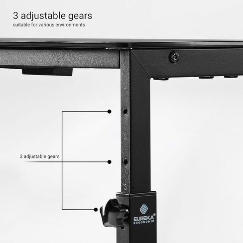 حامل برج كمبيوتر EUREKA ERGONOMIC بارتفاع قابل للتعديل، حامل كمبيوتر لوحي زجاجي مضيء مع مصابيح RGB، عربة حامل وحدة المعالجة المركزية بطبقتين تحت المكتب، حامل أرضي للكمبيوتر الشخصي لألعاب المكتب، التحكم في التطبيقات in Kuwait