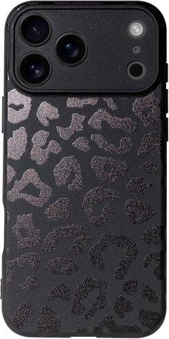 Cute Phone Case for iPhone 17 Pro Max, Leopard Aesthetic Animals Art Pattern, Soft TPU Matte Finish Anti Fingerprint Shockproof Cases Cover for Girls Women, Black in Saudi Arabia