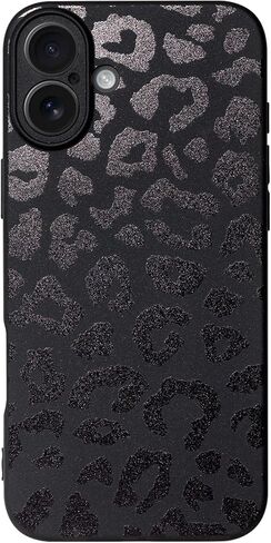 Cute Phone Case for iPhone 17 Pro Max, Leopard Aesthetic Animals Art Pattern, Soft TPU Matte Finish Anti Fingerprint Shockproof Cases Cover for Girls Women, Black in Saudi Arabia