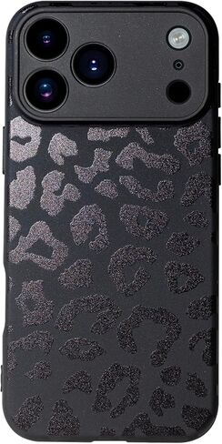 Cute Phone Case for iPhone 17 Pro Max, Leopard Aesthetic Animals Art Pattern, Soft TPU Matte Finish Anti Fingerprint Shockproof Cases Cover for Girls Women, Black in Saudi Arabia
