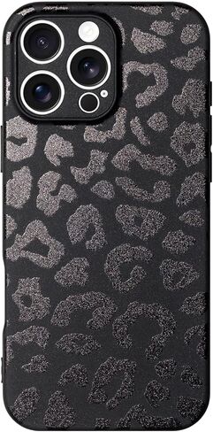 Cute Phone Case for iPhone 17 Pro Max, Leopard Aesthetic Animals Art Pattern, Soft TPU Matte Finish Anti Fingerprint Shockproof Cases Cover for Girls Women, Black in Saudi Arabia
