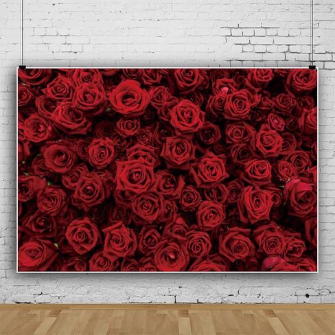 Laeacco Vintage Red Rose Flower Wall Backdrop 12x8ft Romantic Floral Flowers Photography Background Valentine Mother's Day Bridal Shower Wedding Happy Anniversary Party Decor Wallpaper Photo Studio in Saudi Arabia