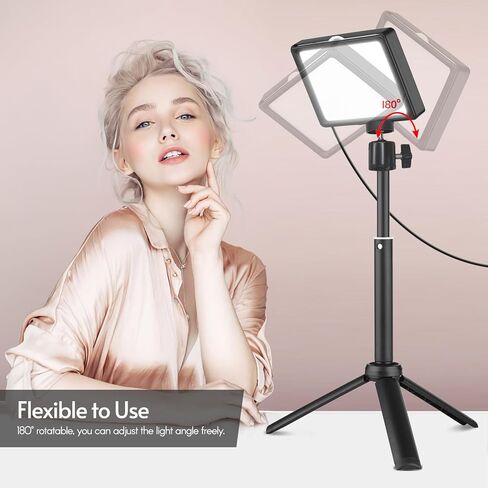مجموعة إضاءة فيديو LED من بوميا مع حامل ثلاثي القوائم لسطح المكتب، 66 خرزة LED، درجة حرارة لون 5600 كلفن، 4 مرشحات ألوان، تعمل بمنفذ USB، سطوع قابل للتعديل لمؤتمرات الفيديو in Kuwait