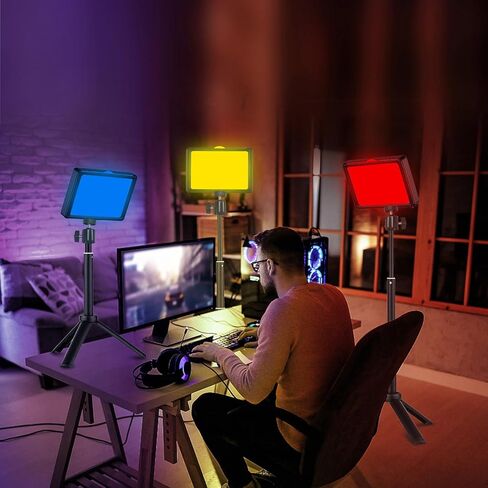 مجموعة إضاءة فيديو LED من بوميا مع حامل ثلاثي القوائم لسطح المكتب، 66 خرزة LED، درجة حرارة لون 5600 كلفن، 4 مرشحات ألوان، تعمل بمنفذ USB، سطوع قابل للتعديل لمؤتمرات الفيديو in Kuwait