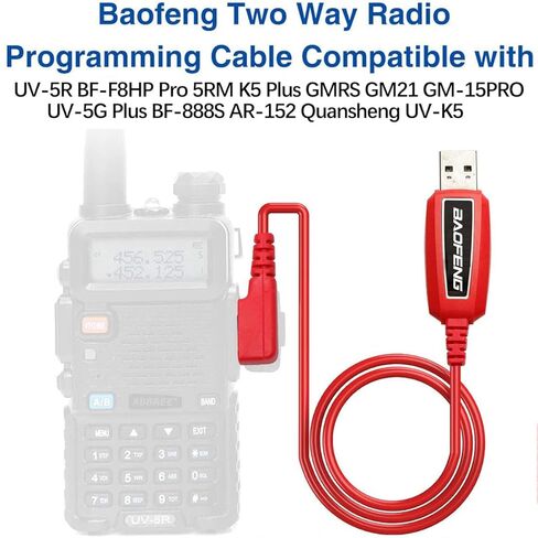 BAOFENG USB Programming Cable PL2303 Support Chirp Ham Radio for UV-5R BF-F8HP Pro 5RM K5 Plus UV-32 GMRS GM21 GM-15PRO UV-5G Plus BF-888S AR-152 Quansheng UV-K5 GM-5RH (Red) in Saudi Arabia