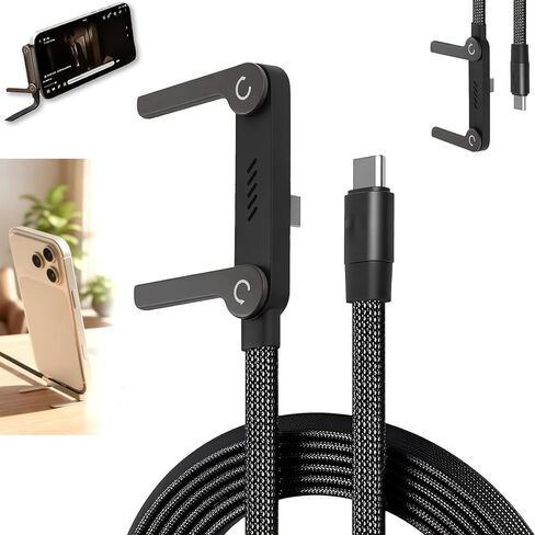 Invisible Holder Charger Cable with Stand, 240w Super Fast Charging 2-in-1 Fast Charging Cord & Phone Stand for Gaming, Car Travel, Compatible with iPhone Samsung Type-C Charging Cable in Saudi Arabia