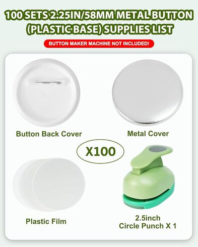UCEC 100 Sets 2.25 Inch Button Supplies & 2.5 Inch Circle Punch, Pin Making Kit Button Maker Supplies Pin Maker Kit Part DIY Button Maker Kit(Pin Maker Machine Not Included) in Saudi Arabia