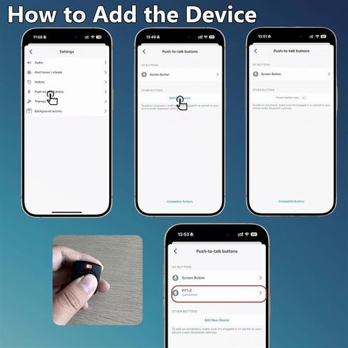 Bluetooth PTT Button, Wireless Push-to-Talk for iOS & Android, Wearable Hook&Loop Strap and Type-C Fast Charge, Compatible with Zello Apps, for Driving, Cycling, Security Team Work in Saudi Arabia