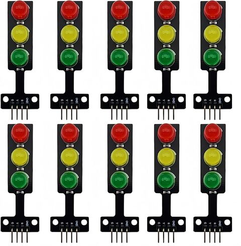 10 قطع وحدة إشارة مرور LED صغيرة أحمر أصفر أخضر 8 ملم متوافقة مع اردوينو، ESP32، ESP8266، راسبيري بي in Kuwait