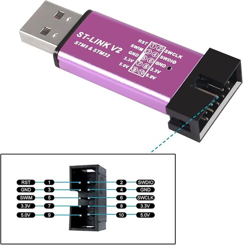 AITRIP 2 قطعة ST-Link V2 محاكي تنزيل مبرمج STM32F103C8T6 STM8 STM32 مع كابل (لون عشوائي) in Kuwait