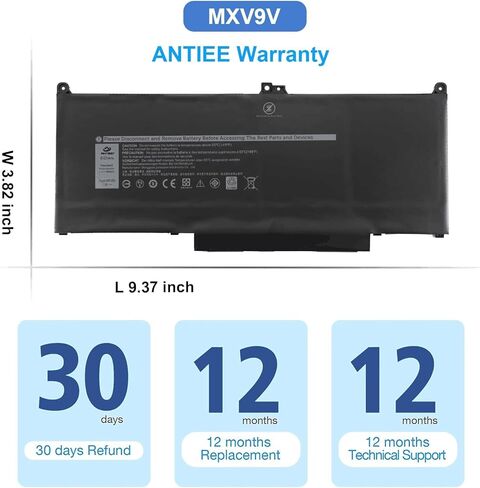 بطارية كمبيوتر محمول MXV9V 60Wh لجهاز Dell Latitude 5300 5310 7300 7400 E5300 E5310 E7300 E7400 Latitude 5300 5310 2 في 1، انسبايرون 7300 7306 2 في 1 أسود، P96G P96G001 P97G P99G سلسلة P100G 5VC2M 0829MX in Kuwait