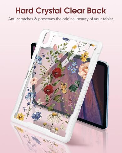 حافظة لجهاز iPad (A16) الجيل الحادي عشر 11 بوصة 2025، حافظة لجهاز iPad الجيل العاشر 2022 10.9 بوصة - نساء لطيفات مع حامل أقلام وحامل غطاء صلب واقٍ على شكل زهرة جرلي شفافة in Kuwait