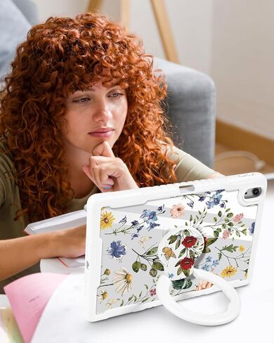 حافظة لجهاز iPad (A16) الجيل الحادي عشر 11 بوصة 2025، حافظة لجهاز iPad الجيل العاشر 2022 10.9 بوصة - نساء لطيفات مع حامل أقلام وحامل غطاء صلب واقٍ على شكل زهرة جرلي شفافة in Kuwait
