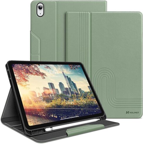 H HOLIMET Case for iPad (A16) 11th (11'')/ 10th Generation (10.9'') Vegan Leather with Built-in Pencil Holder Auto Sleep/Wake Function, Green in Saudi Arabia