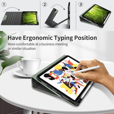 H HOLIMET Case for iPad (A16) 11th (11'')/ 10th Generation (10.9'') Vegan Leather with Built-in Pencil Holder Auto Sleep/Wake Function, Green in Saudi Arabia
