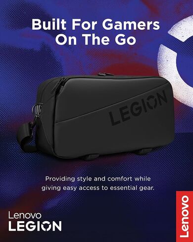 حقيبة Lenovo Legion Sling، حقيبة حمل مقاومة للماء لوحدة تحكم الألعاب Legion Go، سوداء اللون، حامل وحدة تحكم مناسب حسب الطلب، حزام كتف قابل للتعديل، مقصورات متعددة، تصميم متين وأنيق in Kuwait