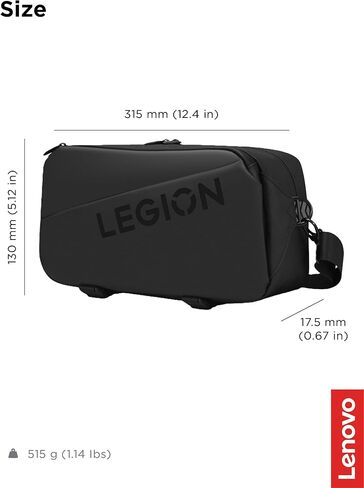 حقيبة Lenovo Legion Sling، حقيبة حمل مقاومة للماء لوحدة تحكم الألعاب Legion Go، سوداء اللون، حامل وحدة تحكم مناسب حسب الطلب، حزام كتف قابل للتعديل، مقصورات متعددة، تصميم متين وأنيق in Kuwait