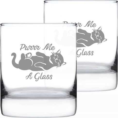 Purr Me a Glass - Funny Cat Whiskey Rocks Glass - Fun Unique Kitty Themed Decor - 10.25 Oz in Kuwait