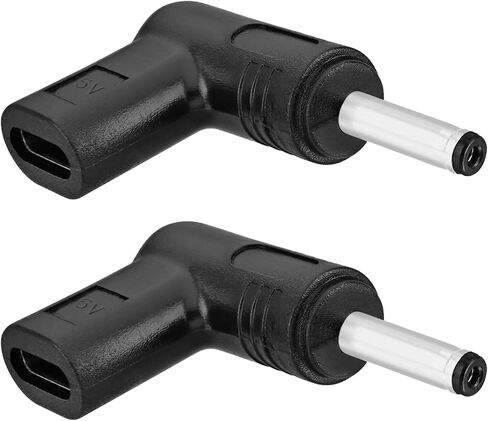 Yeebline 2 حزمة 5 فولت تيار مستمر محول شحن الطاقة، زاوية 90 درجة أنثى USB C إلى ذكر تيار مستمر 3.5 مم × 1.35 مم محول موصل شاحن قابس لجهاز التوجيه، مصدر طاقة متنقل (5 فولت إلى تيار مستمر 3.5 × 1.35 مم) in Kuwait
