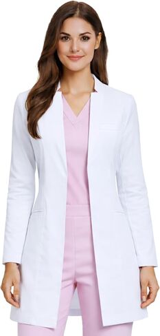 Slim Fit Lab Coat Women, Premium Coat with Notched V-Neck Collar, Princess Seams, 3 Pockets Back Vent, OEKO-TEX® Certified in Saudi Arabia