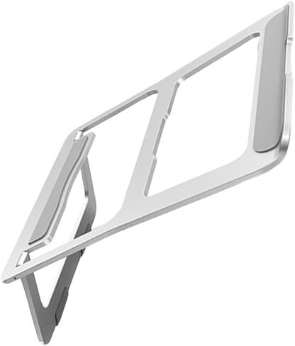 Aluminum Alloy Foldable Laptop Stand Cooling Rack Holder for Desk Use, Hollow Design Portable Notebook Bracket Compatible with Laptops, Silver in Saudi Arabia