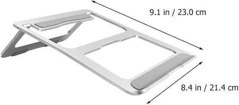 Aluminum Alloy Foldable Laptop Stand Cooling Rack Holder for Desk Use, Hollow Design Portable Notebook Bracket Compatible with Laptops, Silver in Saudi Arabia