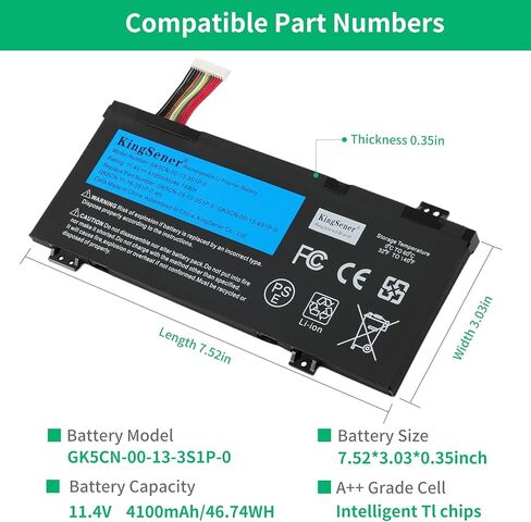 بطارية كمبيوتر محمول GK5CN-00-13-3S1P-0 لـ MECHREVO X8Ti Plus Z2 لـ MACHENIKE T90 Plus T90-T3p T90 Plus-TC F117-B F117-B6 لـ TONGFANG GK5CN5Z GK5CN6Z 4100 مللي أمبير/46.74WH 11.4 فولت in Kuwait