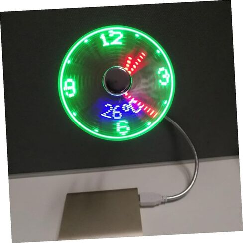 Sewroro USB على مدار الساعة مروحة مع شاشة LED المحمولة الصغيرة القابلة لإعادة الشحن معقوفة مروحة للمنزل مكتب وامض في الوقت الحقيقي للسفر واستخدام المكتب in Kuwait