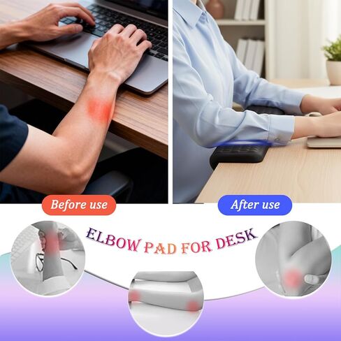 L-Shaped Desk Edge Cushion,2-Piece Ergonomic Desk Edge Cushion,Desk Elbow Pad for Desk with Non-Slip,Wrist Support Arm Rest for Long Hours of Work,Gaming,Studying in Saudi Arabia