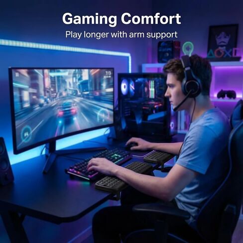 L-Shaped Desk Edge Cushion,2-Piece Ergonomic Desk Edge Cushion,Desk Elbow Pad for Desk with Non-Slip,Wrist Support Arm Rest for Long Hours of Work,Gaming,Studying in Saudi Arabia