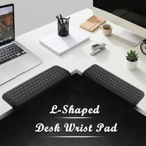 L-Shaped Desk Edge Cushion,2-Piece Ergonomic Desk Edge Cushion,Desk Elbow Pad for Desk with Non-Slip,Wrist Support Arm Rest for Long Hours of Work,Gaming,Studying in Saudi Arabia