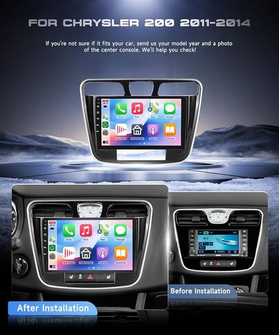 4G+64G Android 15 Car Stereo for Chrysler 200 200C 2011-2014 Car Radio with Wireless Carplay Android Auto, 9 Inch 1280 * 720 Touch Screen GPS/WiFi/Bluetooth 5.0/ FM/32EQ/ SWC/Backup Camera in Saudi Arabia
