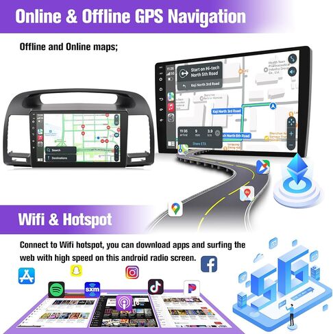راديو سيارة Leadfan Android لسيارة Toyota Camry 2002 2003 2004 2005 2006 مع Carplay Android Auto، شاشة لسيارة Toyota Camry ستيريو مع بلوتوث، واي فاي، ملاحة GPS، SWC in Kuwait