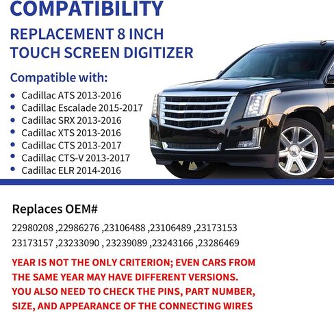 Touch Screen Digitizer Replacement for Cadillac CUE ATS Escalade SRX XTS ELR CTS CTS-V Radio Screen 2013-2017 Touchscreen Ultra-Sensitive High-Definition OEM Navigation System with Trim Tool in Saudi Arabia