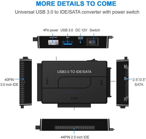 RUNAAJA لـ Zilkee Ultra Recovery محول محول مجموعات USB 3.0 إلى IDE/SATA محول القرص الصلب لـ 2.5 بوصة 3.5 بوصة HDD SSD DVD محرك الأقراص الضوئية قارئ القرص الصلب العالمي in Saudi Arabia
