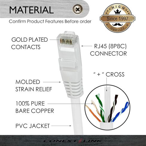 Conext Link 1pc 15ft White CAT6 Network Wire LAN Cable Patch Cord Ethernet Internet Router PC（30322） in Saudi Arabia