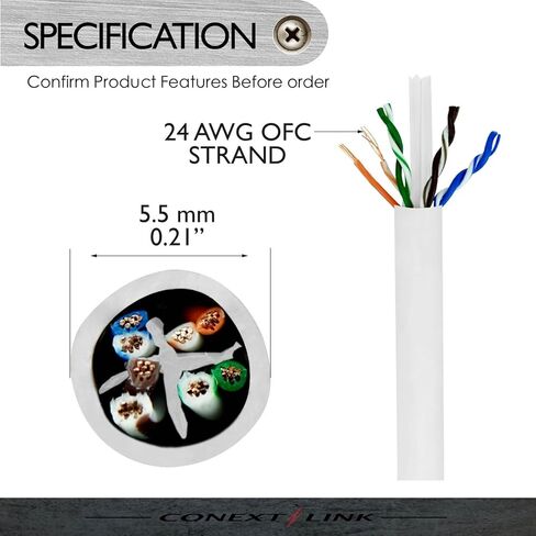 Conext Link 1pc 15ft White CAT6 Network Wire LAN Cable Patch Cord Ethernet Internet Router PC（30322） in Saudi Arabia