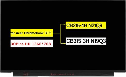بديل 15.6 بوصة لجهاز Acer Chromebook 315 CB315-4H N21Q9 / CB315-3H N19Q3 Series CB315-3H-C2C3 لوحة عرض LCD غير تعمل باللمس (HD 1366 * 768 30 Pins 60HZ) in Kuwait