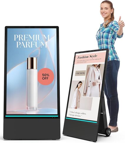 شاشة عرض رقمية خارجية مقاس 43 بوصة من HARZHI، كشك عرض إعلاني بشاشة محمولة عالية السطوع، ملصق قائم متحرك مقاوم للماء Android in Kuwait