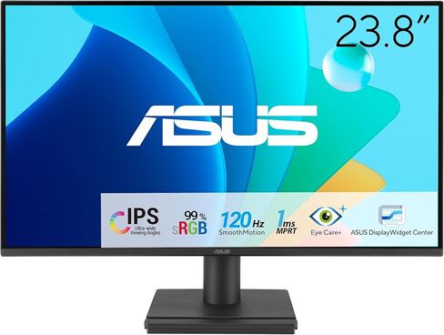 ASUS EyeCare VA249HG 24" Full HD Monitor, Frameless, Flicker-Free, Blue Light Filter, Adaptive-Sync 120Hz, MPRT 1ms, 16:9 IPS Panel, 1920x1080, Vesa 100x100, HDMI, D-Sub in Saudi Arabia