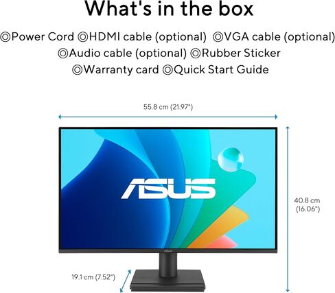 ASUS EyeCare VA249HG 24" Full HD Monitor, Frameless, Flicker-Free, Blue Light Filter, Adaptive-Sync 120Hz, MPRT 1ms, 16:9 IPS Panel, 1920x1080, Vesa 100x100, HDMI, D-Sub in Saudi Arabia