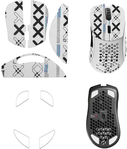 Mouse Grip Tape Full Coverage for Glorious Model D, Rounded Curved Edges Mouse Feet Skates,Self-Adhesive PreCut Sweat-Resistant Professional Mice Upgrade Kit(Foot pad + White Mouse Grip Tape) in Saudi Arabia