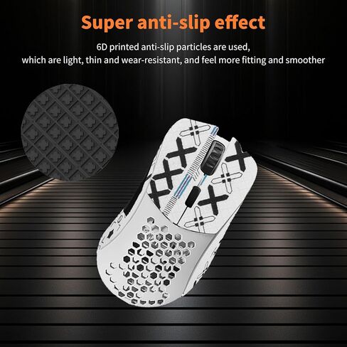 Mouse Grip Tape Full Coverage for Glorious Model D, Rounded Curved Edges Mouse Feet Skates,Self-Adhesive PreCut Sweat-Resistant Professional Mice Upgrade Kit(Foot pad + White Mouse Grip Tape) in Saudi Arabia